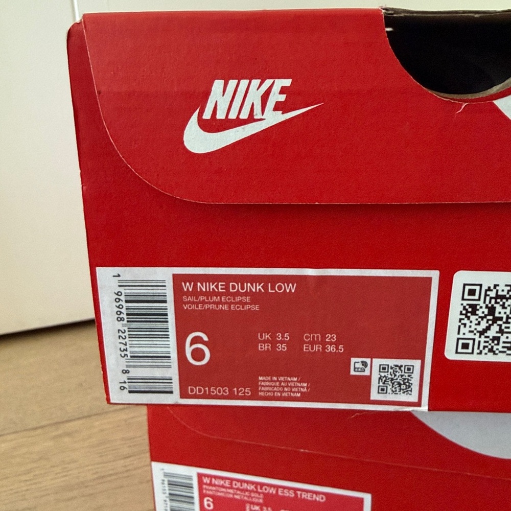 Nike Dunk Low Women's Sneakers in Sail and Plum - Picture 10 of 10